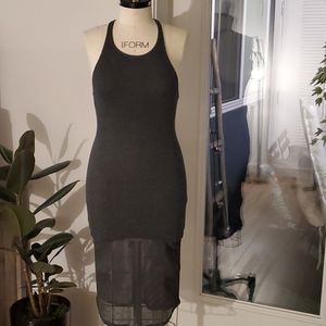 Dark Grey Ribbed Midi Dress